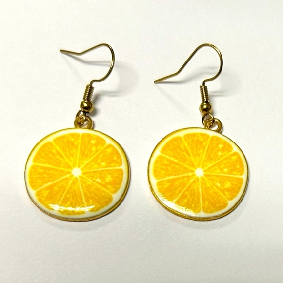 Citrus Slice Earrings in Yellow, Handmade - Picture 1 of 2